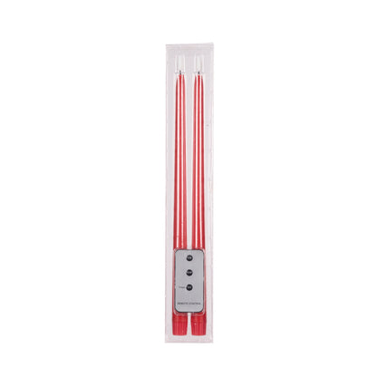 SET/2 RED LED TAPER CANDLE