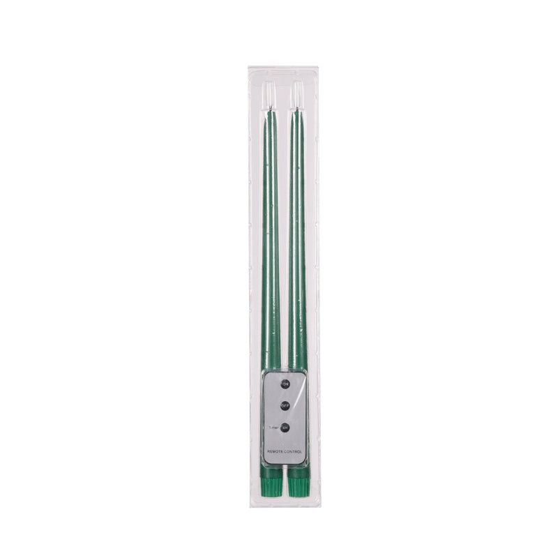 SET/2 GREEN LED TAPER CANDLE