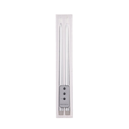 SET/2 SILVER LED TAPER CANDLE