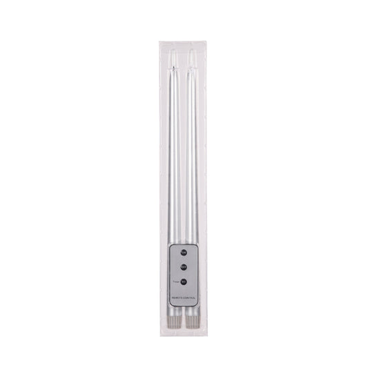 SET/2 SILVER LED TAPER CANDLE