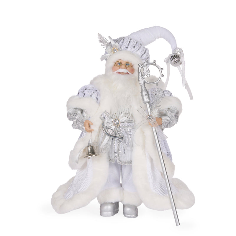 50 CM SILVER FABRIC SANTA