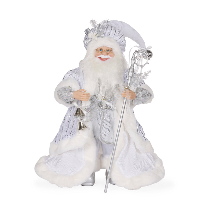 65 CM SILVER FABRIC SANTA