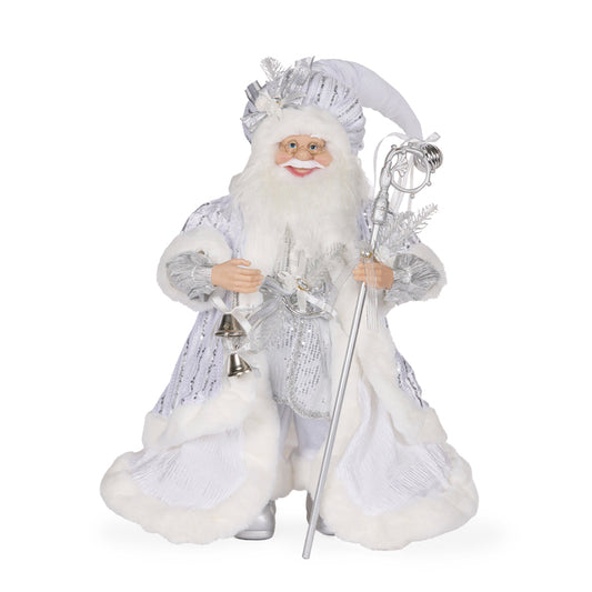 65 CM SILVER FABRIC SANTA