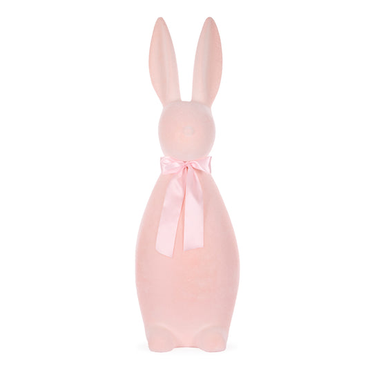130 CM DELUXE FLOCKED RABBIT WITH BOW PINK