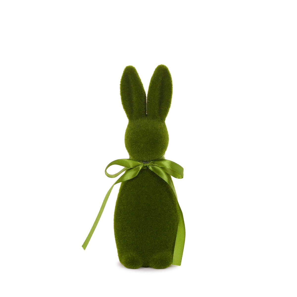 MINI FLOCKED RABBIT WITH BOW MOSS
