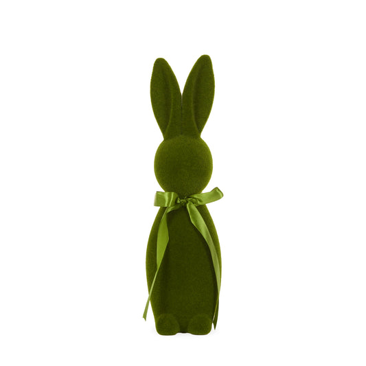 LARGE FLOCKED RABBIT WITH BOW MOSS