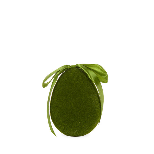 MINI FLOCKED EGG WITH BOW MOSS