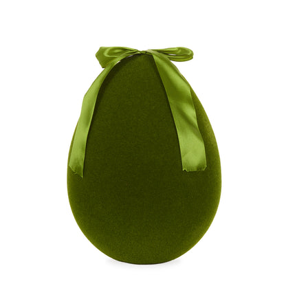 XL FLOCKED EGG WITH BOW MOSS