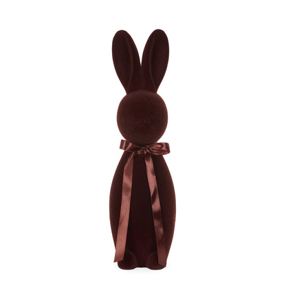 XL FLOCKED RABBIT WITH BOW BROWN