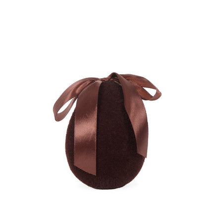 MINI FLOCKED EGG WITH BOW BROWN