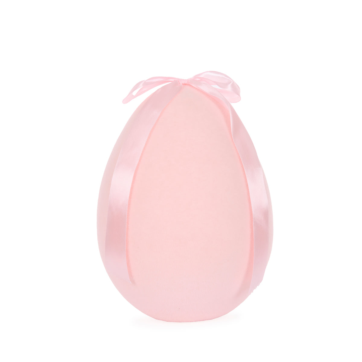 XL FLOCKED EGG WITH BOW PINK