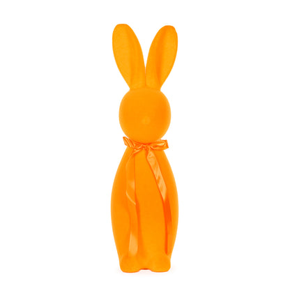 XL FLOCKED RABBIT WITH BOW TANGERINE