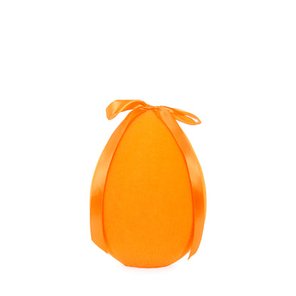 LARGE FLOCKED EGG WITH BOW TANGERINE