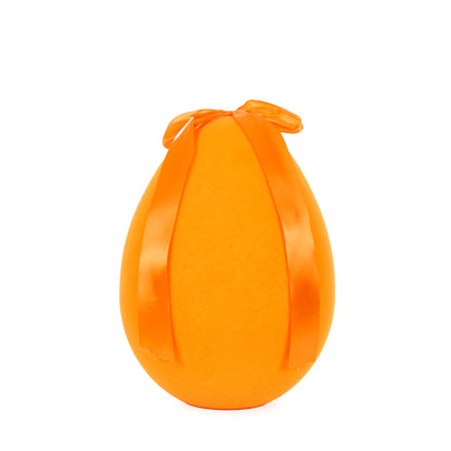 XL FLOCKED EGG WITH BOW TANGERINE