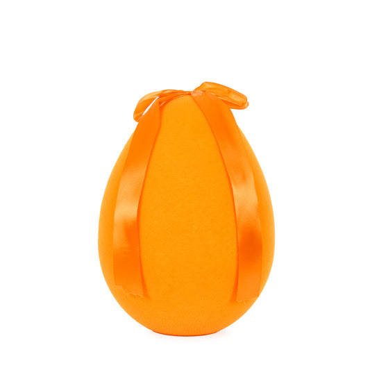 XL FLOCKED EGG WITH BOW TANGERINE