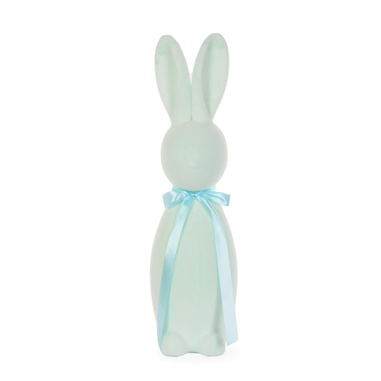 XL FLOCKED RABBIT WITH BOW AQUA