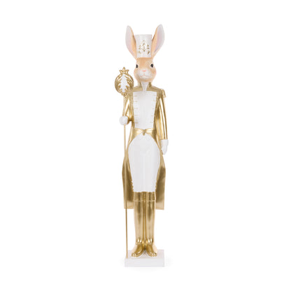 LUXE RABBIT NUTCRACKER WITH STAFF