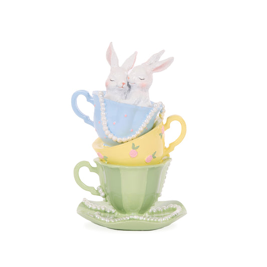 HAPPY BUNNIES IN TEACUPS