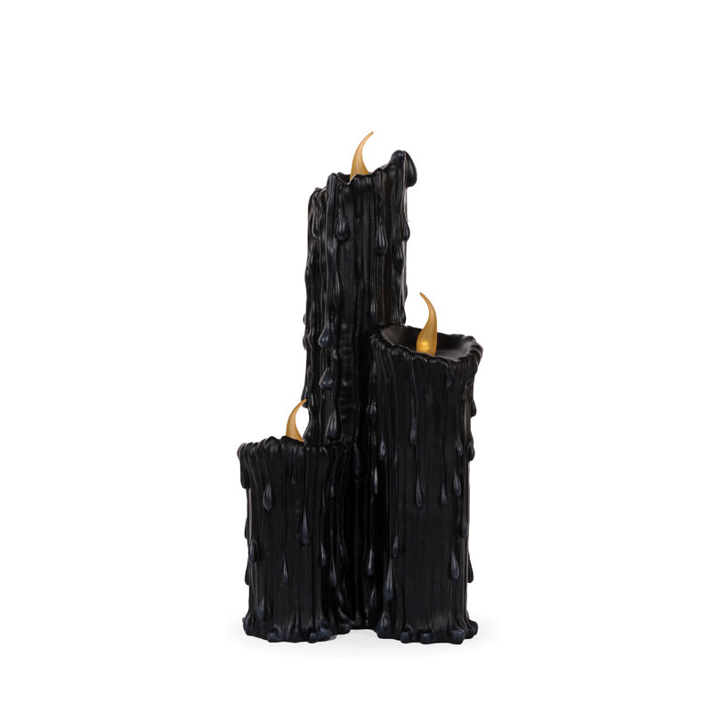 45 CM DRIPPING BLACK LED CANDLE TRIO