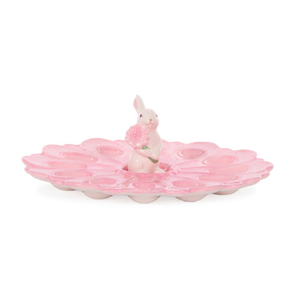 PINK CERAMIC BUNNY EGG PLATE