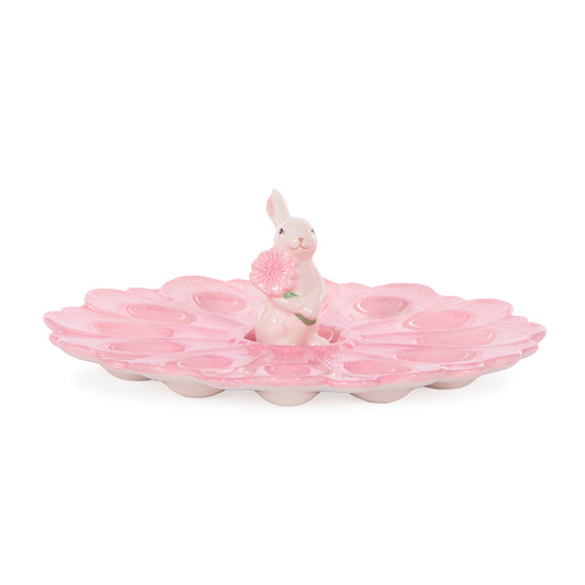 PINK CERAMIC BUNNY EGG PLATE