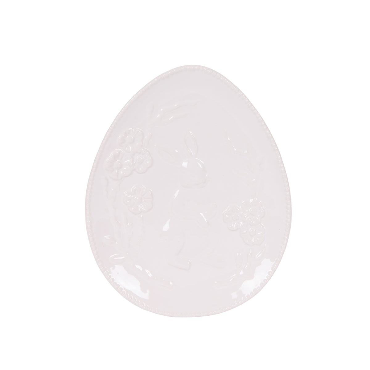 WHITE BUNNY BLOSSOM EGG PLATE