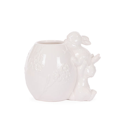 WHITE BUNNY BLOSSOM EGG VASE