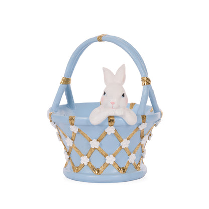 BLUE & GOLD BASKET WITH BUNNY