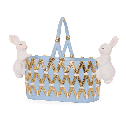 BLUE & GOLD BUNNIES BASKET