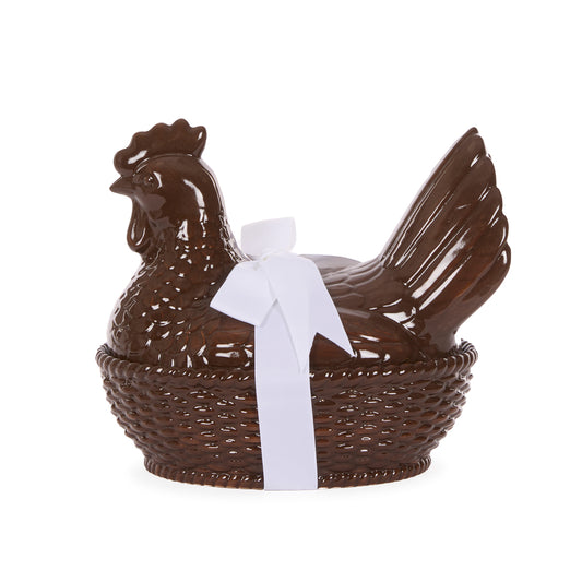 CERAMIC CHICKEN DISH WITH BOW