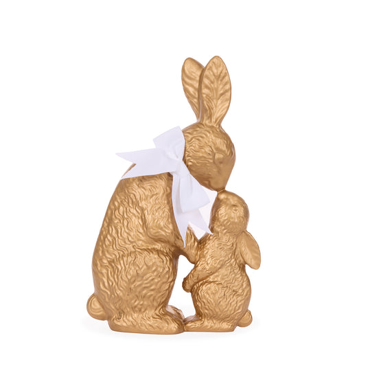 CUDDLING GOLDEN BUNNIES WITH BOW