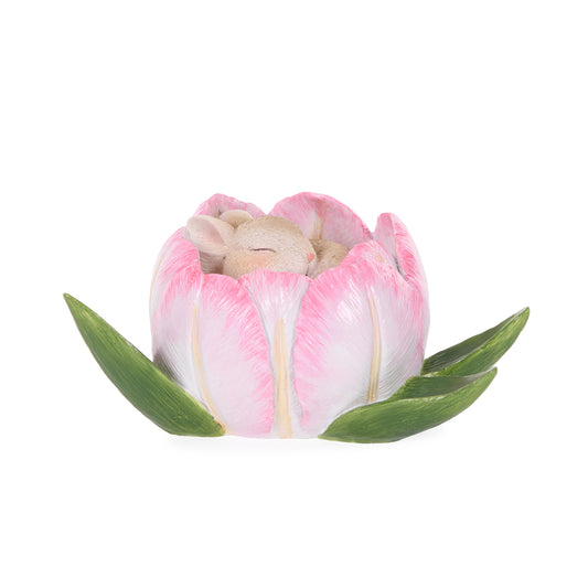 SLEEPING BUNNY IN TULIP