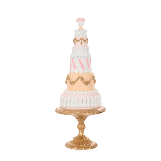 ELABORATE PIPED PASTEL CAKE ON PEDESTAL