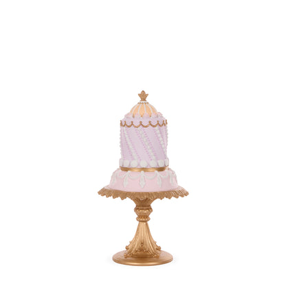 INTRICATE PIPED PASTEL CAKE ON PEDESTAL
