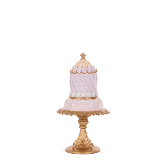 INTRICATE PIPED PASTEL CAKE ON PEDESTAL