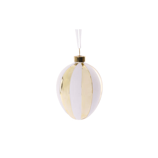 GLASS GOLD STRIPED EGG HANGING
