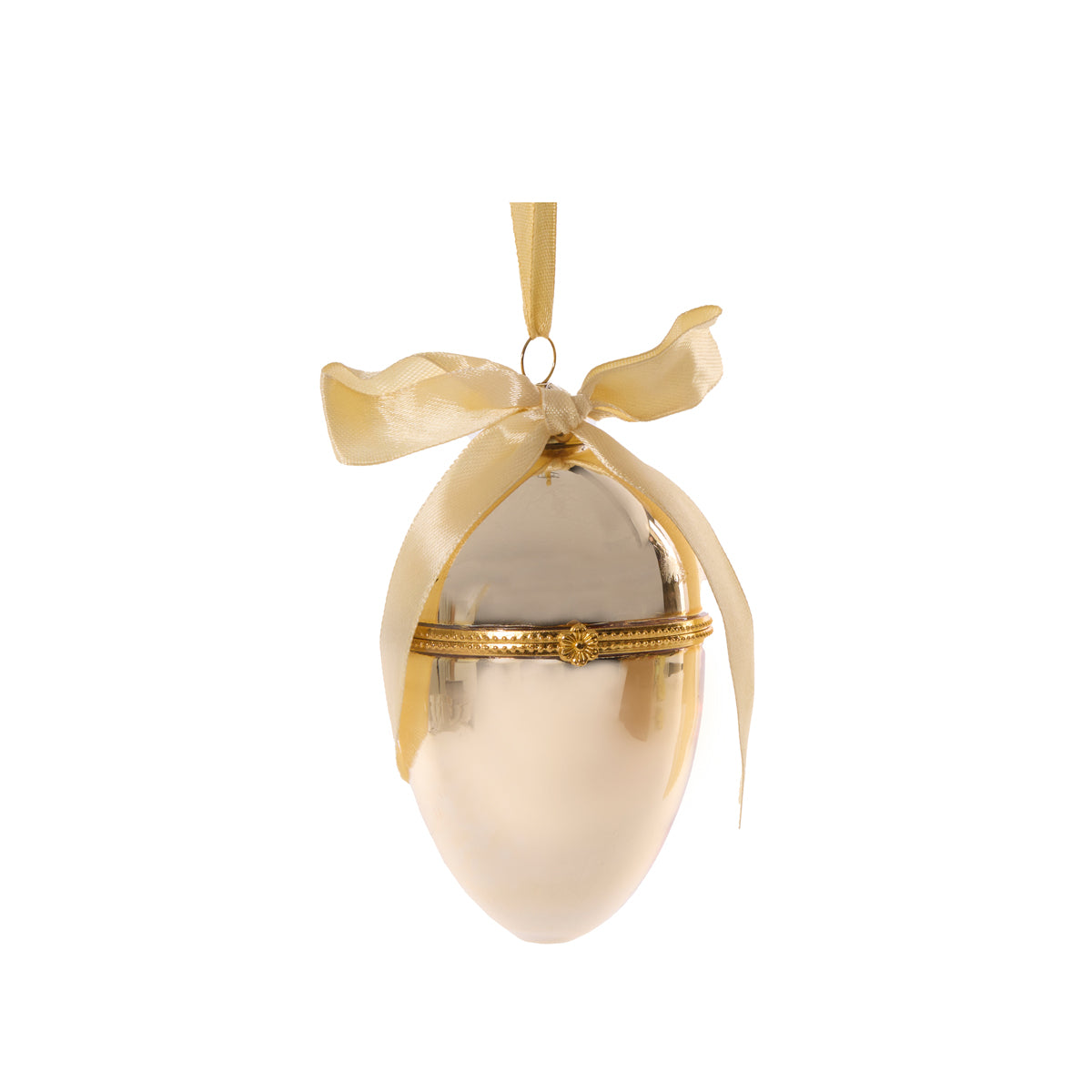GLASS GOLD HANGING EGG BOX WITH BOW