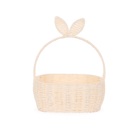 WHITE OVAL BUNNY BASKET