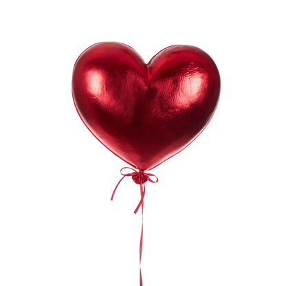 LARGE HANGING HEART METALLIC RED