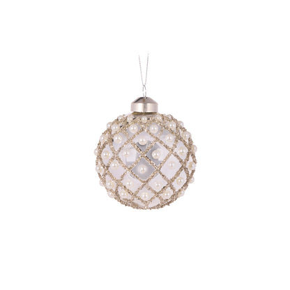 SILVER QUILTED PEARL BAUBLE