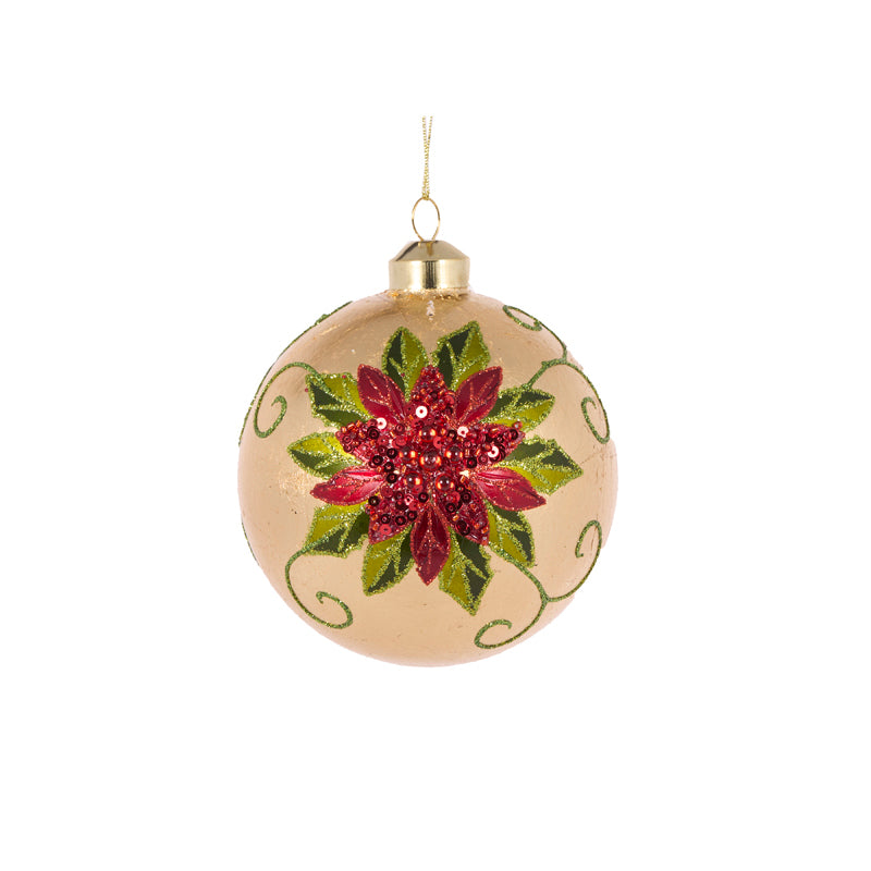 ELABORATE SEQUIN POINSETTIA BAUBLE