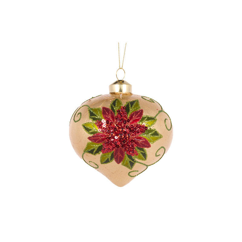 ELABORATE SEQUIN POINSETTIA ONION BAUBLE