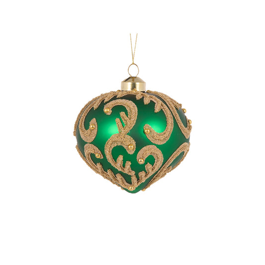 GREEN BEADED SWIRL ONION BAUBLE