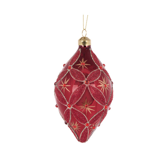 ELABORATE BURGUNDY TWINKLE DROP BAUBLE