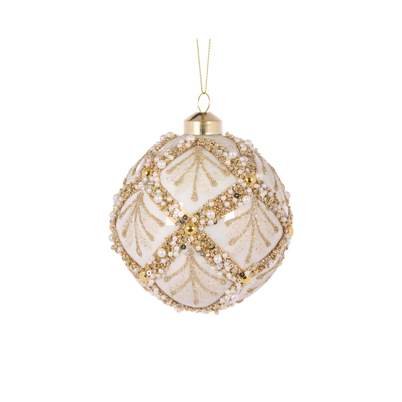 IVORY PEARL LEAF BAUBLE