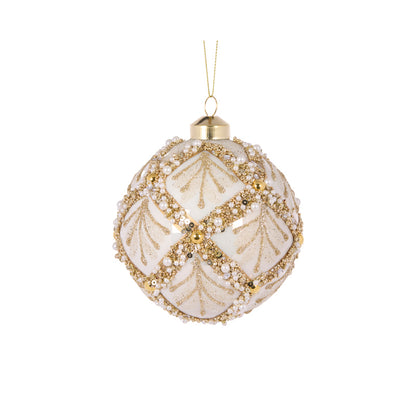 IVORY PEARL LEAF BAUBLE
