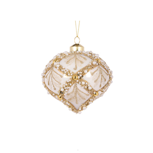 IVORY PEARL LEAF ONION BAUBLE