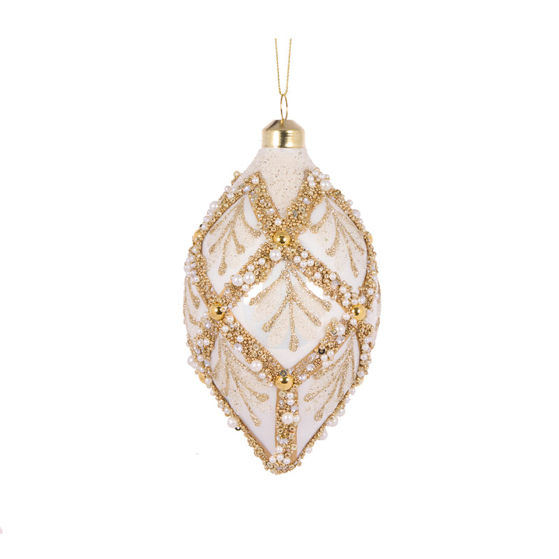 IVORY PEARL LEAF DROP BAUBLE