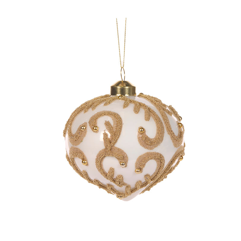IVORY BEADED SWIRL ONION BAUBLE
