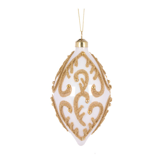IVORY BEADED SWIRL DROP BAUBLE